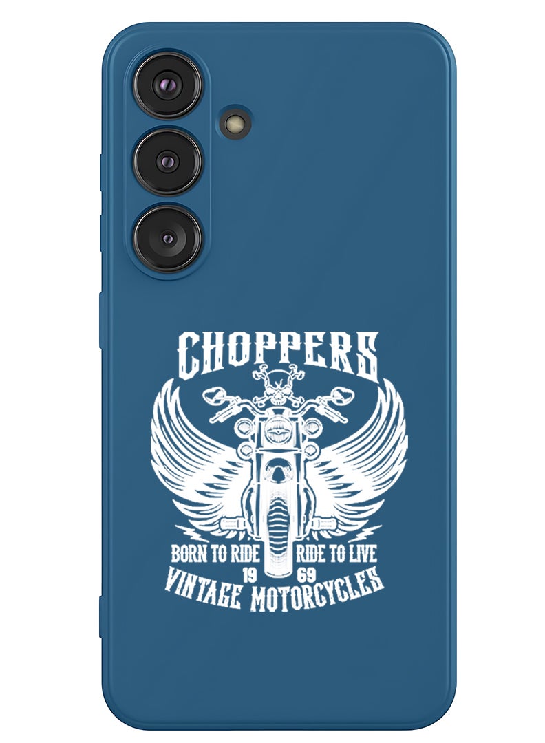 Theodor Protective Slim Fit Case Liquid Silicone Cover with Full Body Protection Anti-Scratch Shockproof Case For Samsung Galaxy S25 Plus (Blue) - Choppers - White - Image 1