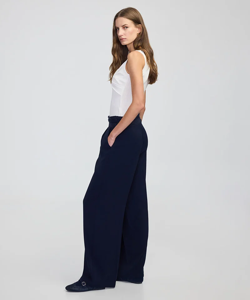 ابيكول Mixed Wide-Leg Trousers with Belt