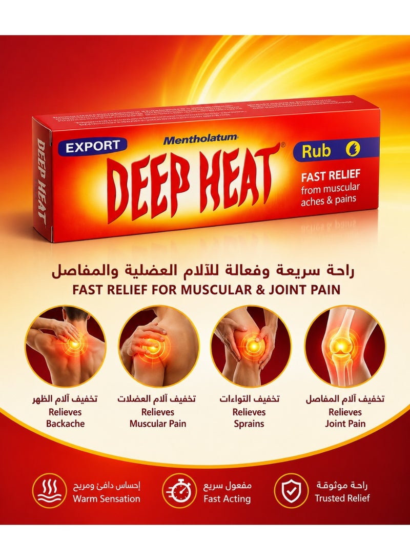 Mentholatum Deep Heat Rub Cream for Fast Relief of Muscular Aches, Joint Pain & Sprains, Pack of 3 (35g Each) - Image 2