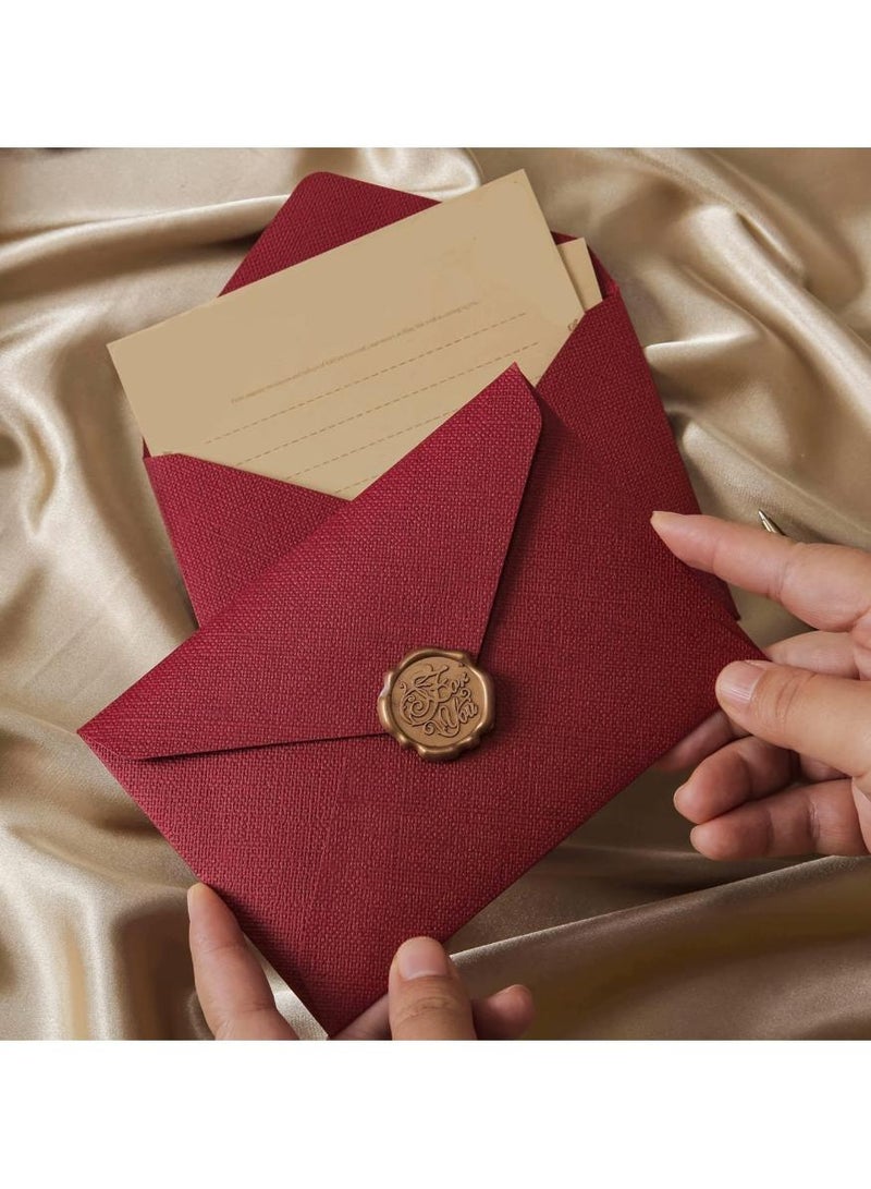  طائرة ورقية طقم أظرف مزخرف مع 10 أوراق مبطنة و3 أظرف هدايا حمراء و3 ملصقات ختم شمعية - طقم مراسلات عتيق لدعوات الزفاف أو الشعر أو المكتب المنزلي (أحمر عتيق) - Image 4