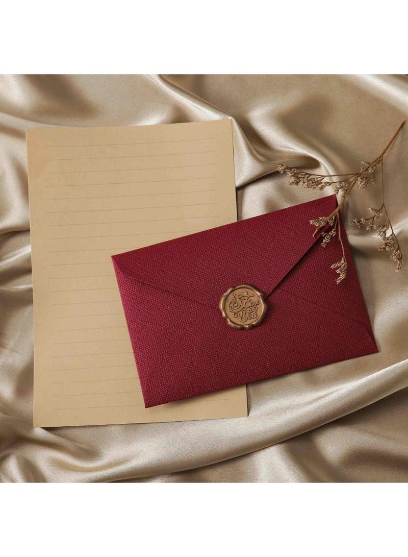  طائرة ورقية طقم أظرف مزخرف مع 10 أوراق مبطنة و3 أظرف هدايا حمراء و3 ملصقات ختم شمعية - طقم مراسلات عتيق لدعوات الزفاف أو الشعر أو المكتب المنزلي (أحمر عتيق) - Image 5