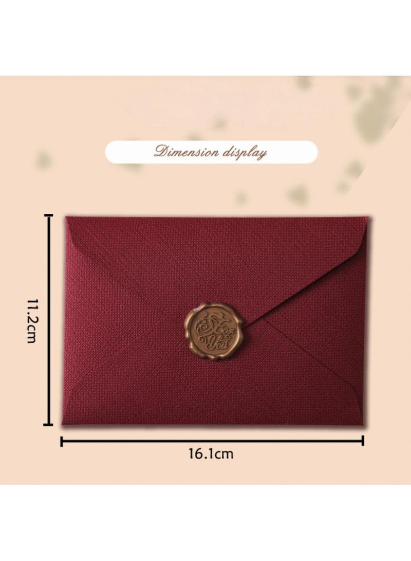  طائرة ورقية طقم أظرف مزخرف مع 10 أوراق مبطنة و3 أظرف هدايا حمراء و3 ملصقات ختم شمعية - طقم مراسلات عتيق لدعوات الزفاف أو الشعر أو المكتب المنزلي (أحمر عتيق) - Image 2