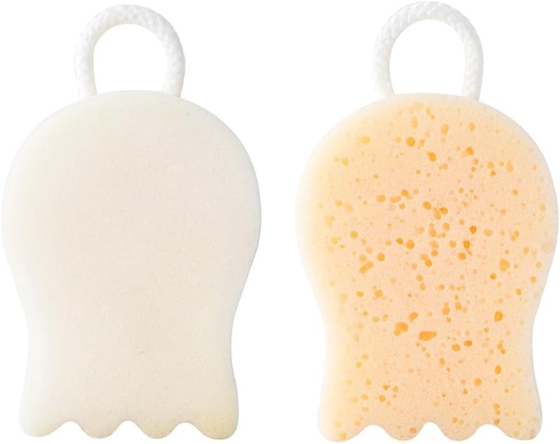 White Exfoliating Bath Sponges 2 Pack Soft Skin Cleansing Shower Ball - Image 1