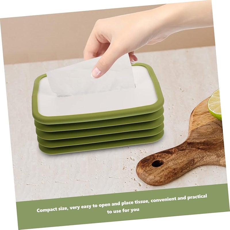 حامل صندوق المناديل السيليكوني القابل للطي للمكتب المنزل السيارة باللون الأخضر - Image 4