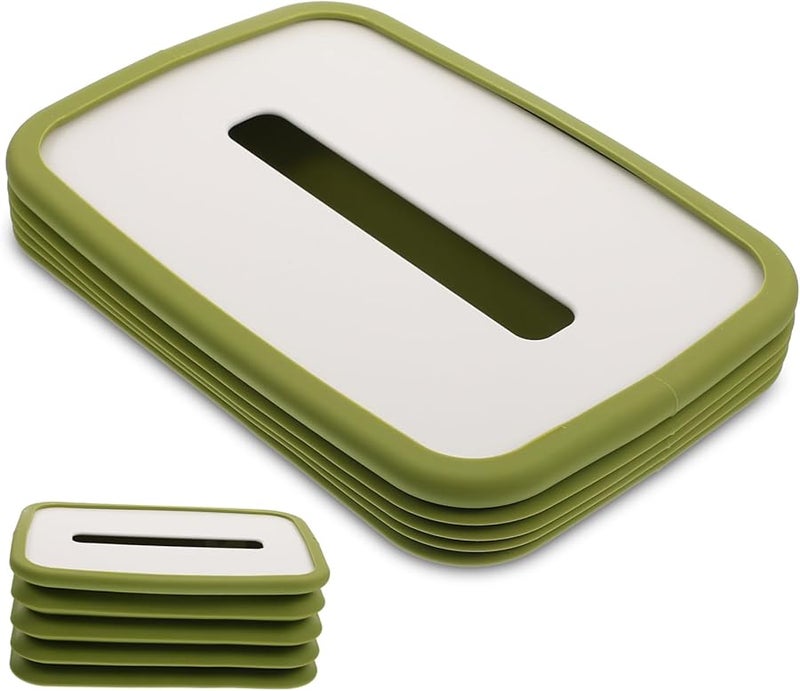 حامل صندوق المناديل السيليكوني القابل للطي للمكتب المنزل السيارة باللون الأخضر - Image 2