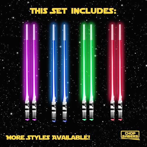 ChopSabers Lightsaber Chopsticks Light Up, Star War Chopsticks Light Up, Mini Lightsaber, Fun Chop, Cool Chopstick, Light Saber Chopstick, Led Chop sticks, 4 PAIRS, Blue Red Green Purple, Groove Tips - Image 5