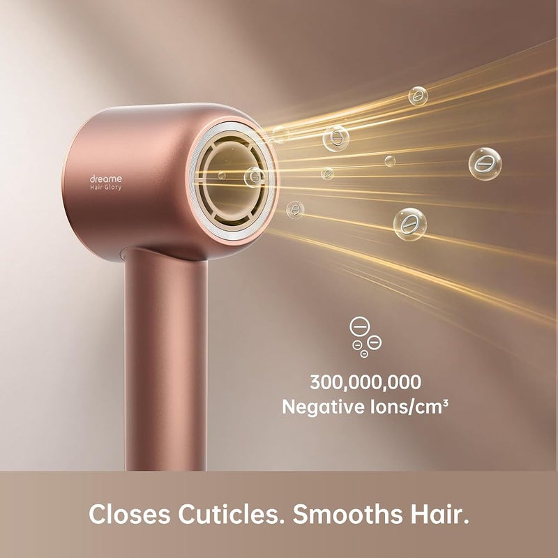دريم مجفف شعر Dreame Hair Glory، سريع التجفيف، محرك سرعة عالية 110,000 دورة في الدقيقة، سرعة تدفق الهواء 70 مترًا في الثانية، تقنية أيونات سالبة قوية، خفيف الوزن، تحكم في درجة الحرارة وسرعة الهواء، لون الذهب الوردي - AHD6A-RS - Image 5