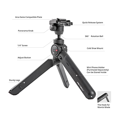 PGYTECH MANTISPOD 20 Mini Camera and Phone Vlogging Tripod 6 Modes Small Travel Flexible DSLR Pocket Stand Video Vlogging Desktop Shooting Selfie Mount Stand - Image 3