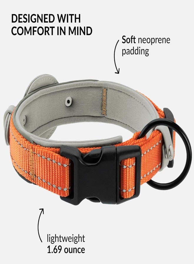 CollarDirect Airtag Dog Collar Reflective Nylon Neoprene Leather Holder for Apple Air Tag for Large, Medium, and Small Dogs (Orange, M, 13.5-16.5 Inch) - Image 5