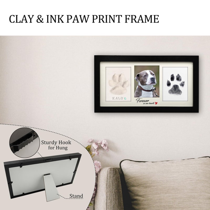 MYPAWLETS Extra Large Paw Print Frame Kit,Dog/Cat Paw Print Kit,Soft Pawprint Clay&Clean Touch Ink Pad,Pet Paw Print Impression Kit with Customization Tool,Wooden Pet Memorial Frame-Black - Image 5
