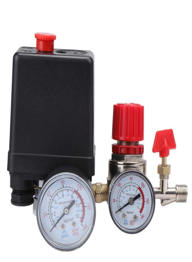 ESUMIC 90-120PSI Air Compressor Pressure Switch Control Valve Regulator with Gauges for Fast Pressure Reduction - Image 1