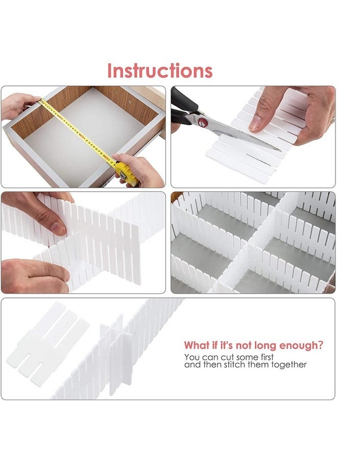 Flytianmy - 40Pcs Drawer Dividers Adjustable Drawer Storage Organizer For Clutter Kitchen Cutlery Dresser Makeup Tools Socks Can Help Tidy Office Desk Clinic Bedroom Polypropylene - Image 1