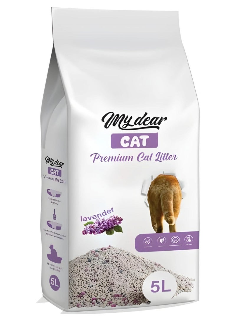 ماى دير رمل  فضلات قطط  طبيعي سريع التكتل رائحة اللافندر - 5 لتر