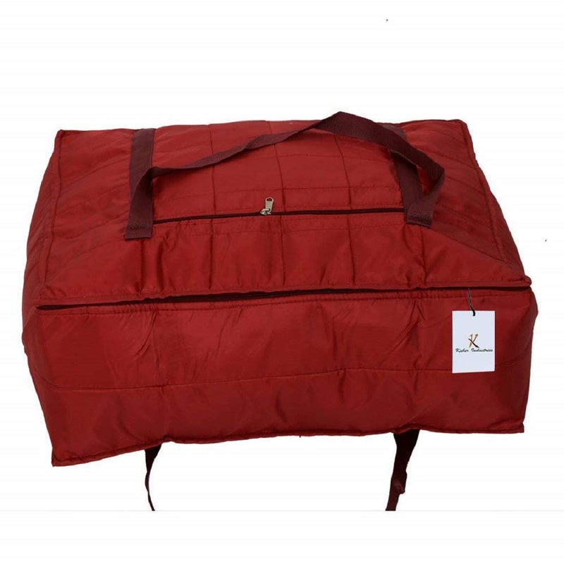 Kuber Industries Parachute Big Underbed Moisture Proof Storage Bag with Zippered Closure and Handle Maroon Pack of 3 - Image 4