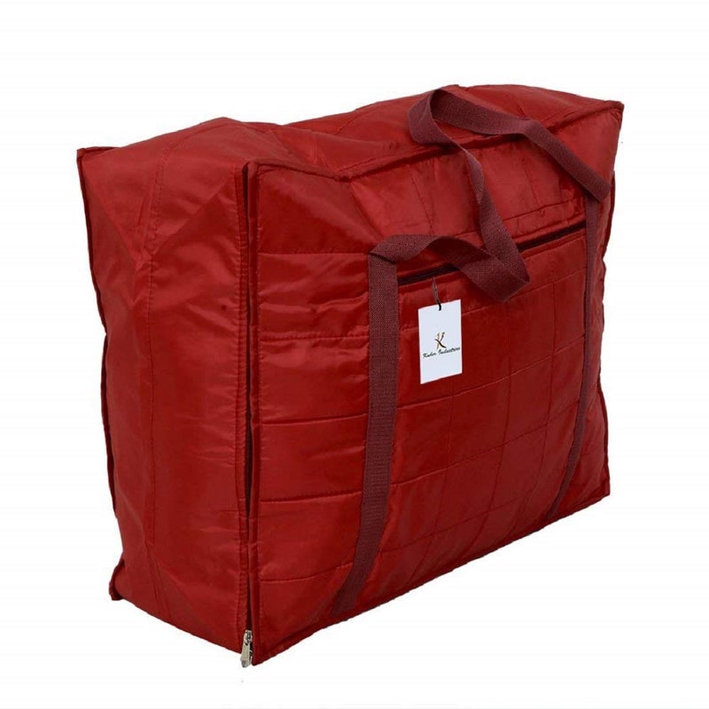Kuber Industries Parachute Big Underbed Moisture Proof Storage Bag with Zippered Closure and Handle Maroon Pack of 3 - Image 5