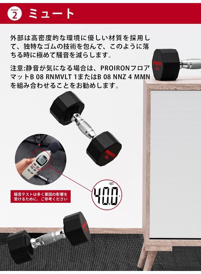 PROIRON PROIRON Rubber Dumbbells Odorless, Steel Weights Set Men Women Home Gym 14kg Fitness Training Exercise Body Strength Lifting Equipment - Image 3