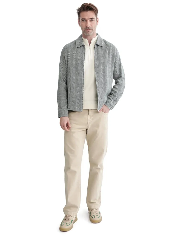 رير رابِت Men's Stripes Zipper Shacket