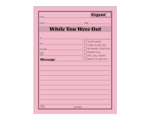 TOPS TOPS While You Were Out OneSided Note Pads 425 x 55 Inches Pink 50 Sheets per Pad 12 Pads per Pack 3002P