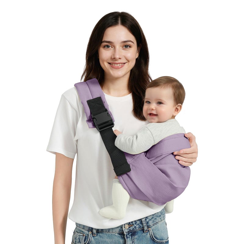 MISSWISDOM Baby Sling Carrier, Toddler Carrier Sling with Double Safety Buckle and Adjustable Shoulder Strap(7-30lbs), Baby Carriers One Size Fits All, Purple - Image 1