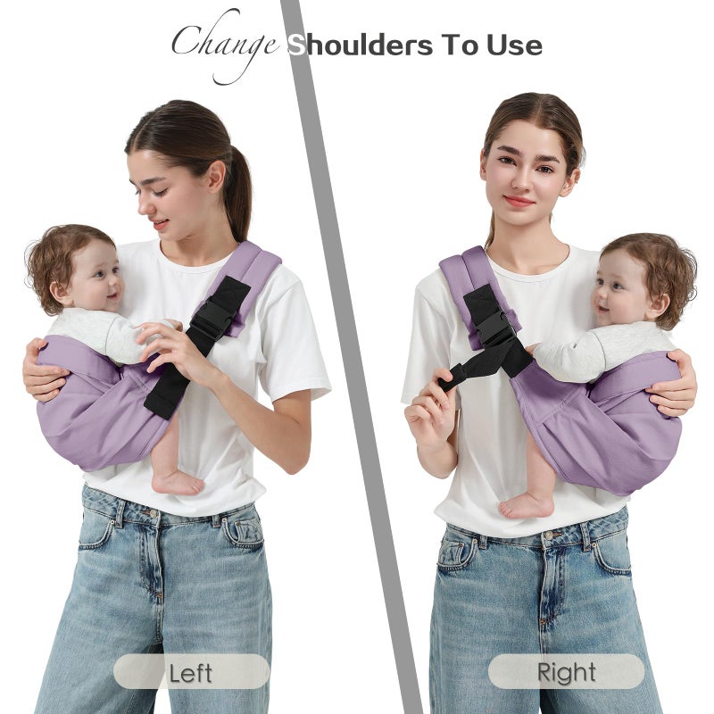 MISSWISDOM Baby Sling Carrier, Toddler Carrier Sling with Double Safety Buckle and Adjustable Shoulder Strap(7-30lbs), Baby Carriers One Size Fits All, Purple - Image 4