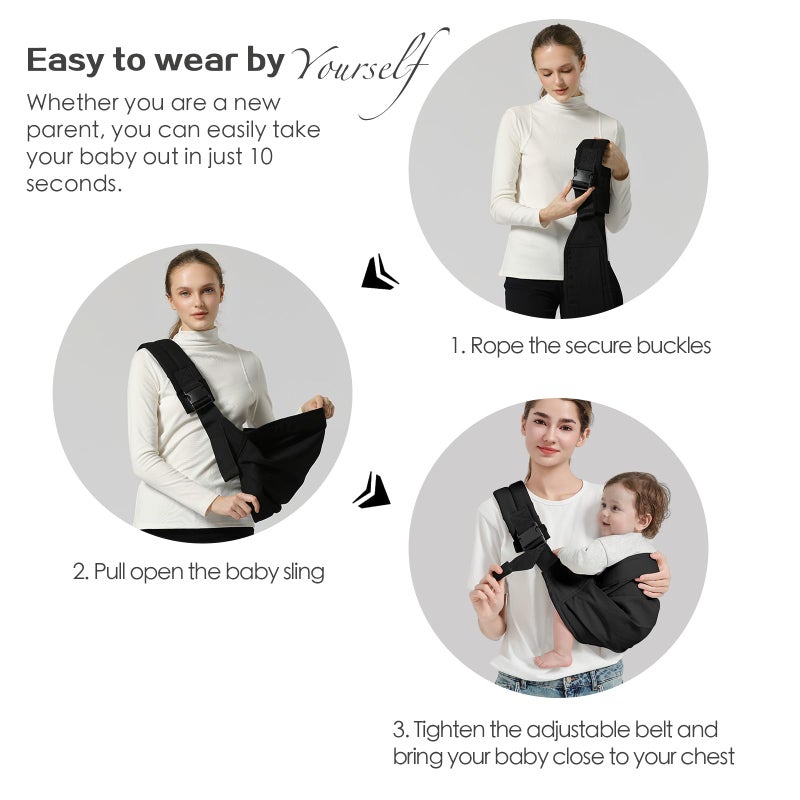 MISSWISDOM Baby Sling Carrier, Toddler Carrier Sling with Double Safety Buckle and Adjustable Shoulder Strap(7-30lbs), Baby Carriers One Size Fits All, Purple - Image 5