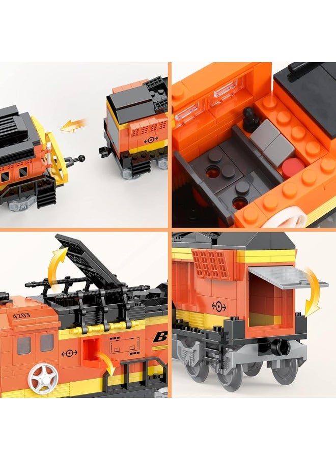 BRICK STORY BRICK STORY City Cargo Train Building Set, BNSF Freight Trains Model, Steam Locomotive Train Building Blocks Toys, Gift Trains for Boys&Girls Kids Aged 8-14, 635 Pieces  - Image 2