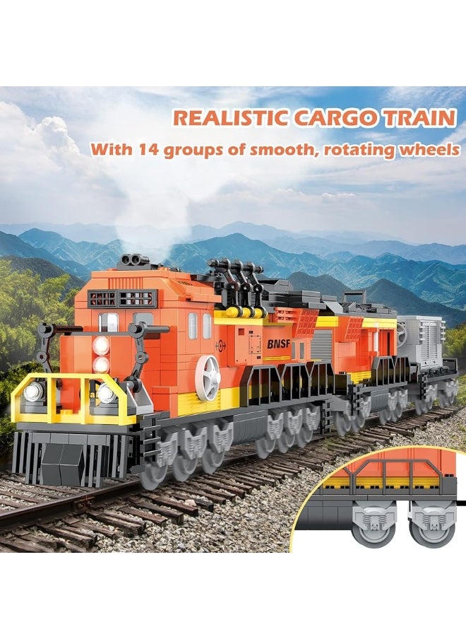 BRICK STORY BRICK STORY City Cargo Train Building Set, BNSF Freight Trains Model, Steam Locomotive Train Building Blocks Toys, Gift Trains for Boys&Girls Kids Aged 8-14, 635 Pieces  - Image 5