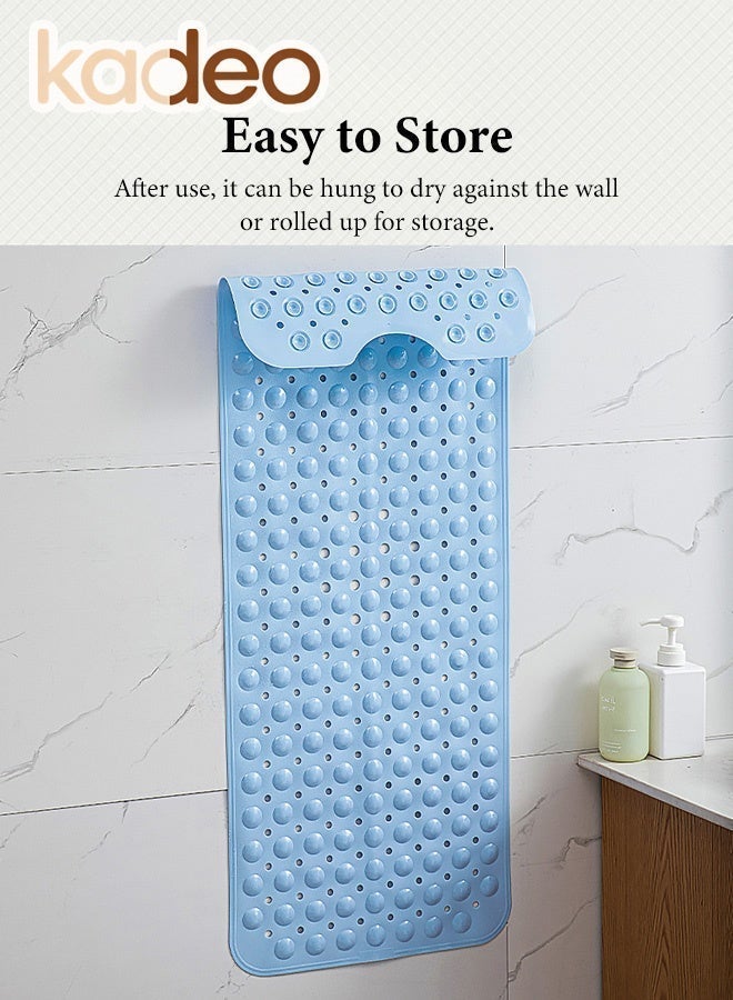 kadeo Bathtub Mats for Shower Tub, Extra Long Non-Slip, Bath Mat with Drain Holes and Suction Cups, BathMat for Bathroom with Machine Washable 39*100CM - Image 1