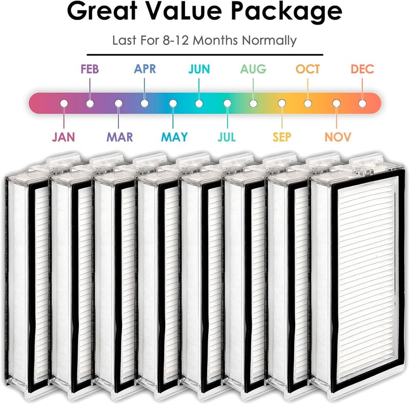 CHAIN PEAK (8 Pieces) Replacement HEPA Filters Compatible With Roborock Q5 Pro, Q5 Pro+, Q8 Max, Q8 Max+, Q7, Q7+, Q7 Max, Q7 Max+ Robotic Vacuum Cleaner, Replacement Parts Filters (Q8 filter(8 Pieces)) - Image 4