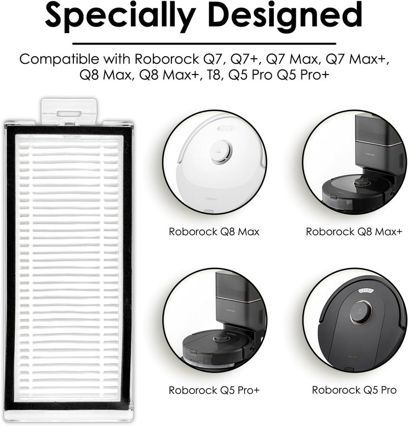 CHAIN PEAK (8 Pieces) Replacement HEPA Filters Compatible With Roborock Q5 Pro, Q5 Pro+, Q8 Max, Q8 Max+, Q7, Q7+, Q7 Max, Q7 Max+ Robotic Vacuum Cleaner, Replacement Parts Filters (Q8 filter(8 Pieces)) - Image 5