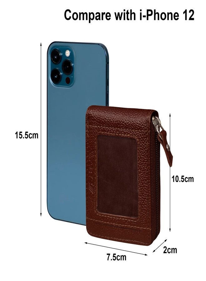 ABYS حامل بطاقات من الجلد الطبيعي من ABYS، بني داكن اللون، مزود بتقنية حجب RFID، مناسب للرجال والنساء - Image 5