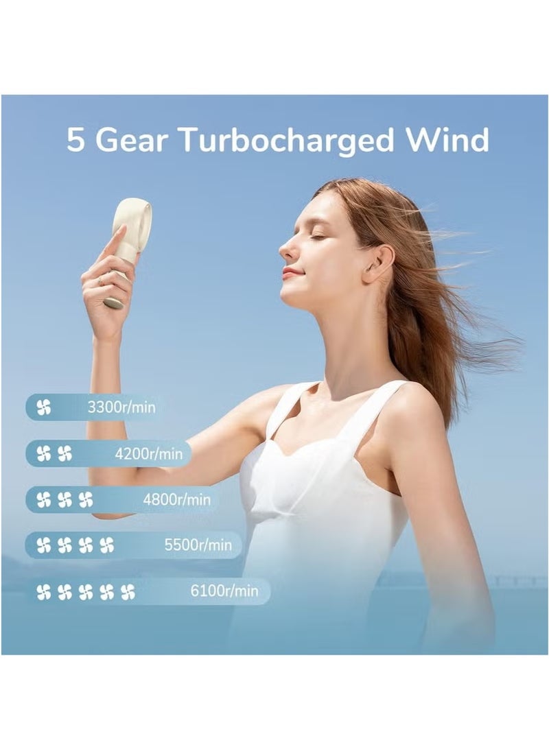 جيسيو لايف JISULIFE مروحة محمولة بحد أقصى 16 ساعة، مروحة شخصية قابلة لإعادة الشحن USB بقدرة 4000 مللي أمبير في الساعة، مروحة جيب صغيرة تعمل بالبطارية مع 5 سرعات للسفر الخارج المنزل المكتب - Image 3