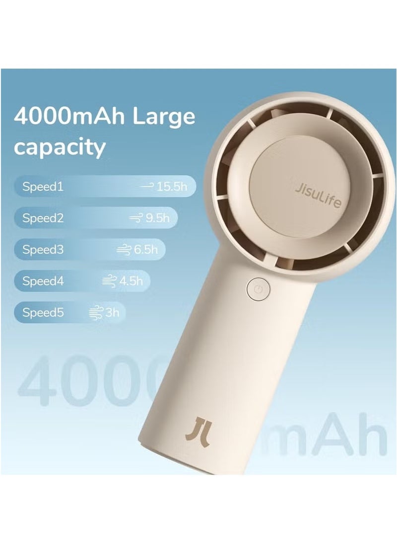 جيسيو لايف JISULIFE مروحة محمولة بحد أقصى 16 ساعة، مروحة شخصية قابلة لإعادة الشحن USB بقدرة 4000 مللي أمبير في الساعة، مروحة جيب صغيرة تعمل بالبطارية مع 5 سرعات للسفر الخارج المنزل المكتب - Image 2