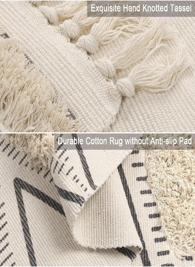 LEEVAN - LEEVAN Boho Runner Rug 2.3'x5.3 Tufted Geometric Farmhouse Hallway Rugs with Tassels Washable Woven Tribal Diamond Throw Accent Rug Doormat for Kitchen Sink/Living Room/Bedroom - Image 1