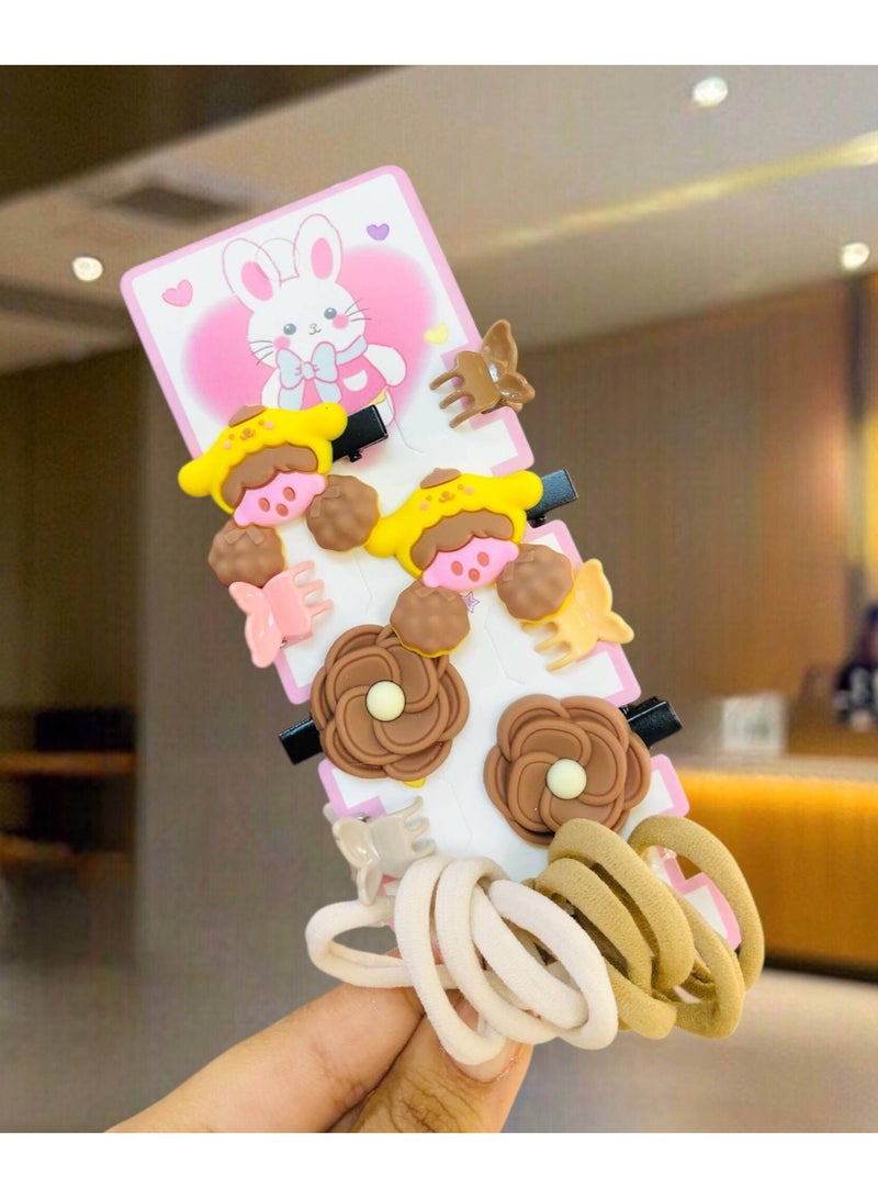 طقم إكسسوارات شعر يضم مشابك شعر و ربطات شعر مطاطية - Image 2