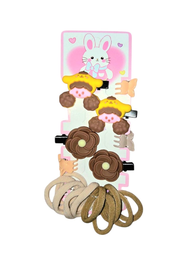 طقم إكسسوارات شعر يضم مشابك شعر و ربطات شعر مطاطية - Image 1