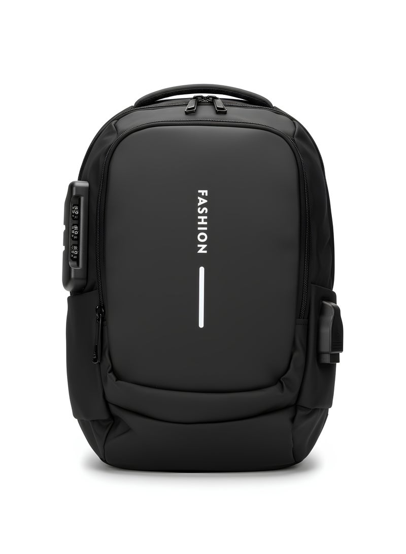 فاشون حقيبة كتف مضادة للسرقة ومقاومة للماء مع منفذ شحن USB من FASHION - حقيبة ظهر على الصدر للرجال والنساء للسفر والعمل والأنشطة الخارجية - أسود - Image 1