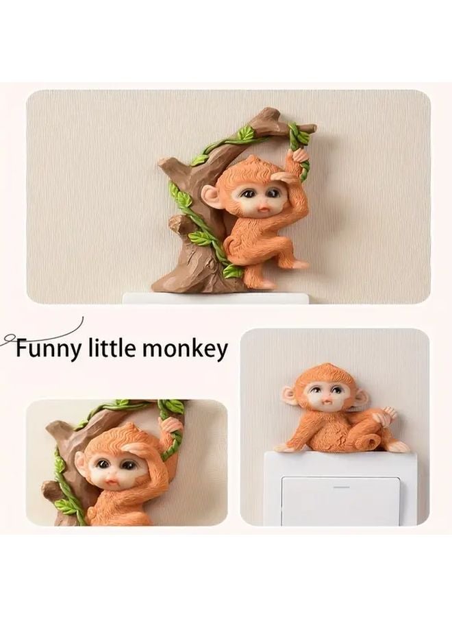3D Monkey Wall Decor Handcrafted Resin Animal Figurines For Home Garden - Image 3