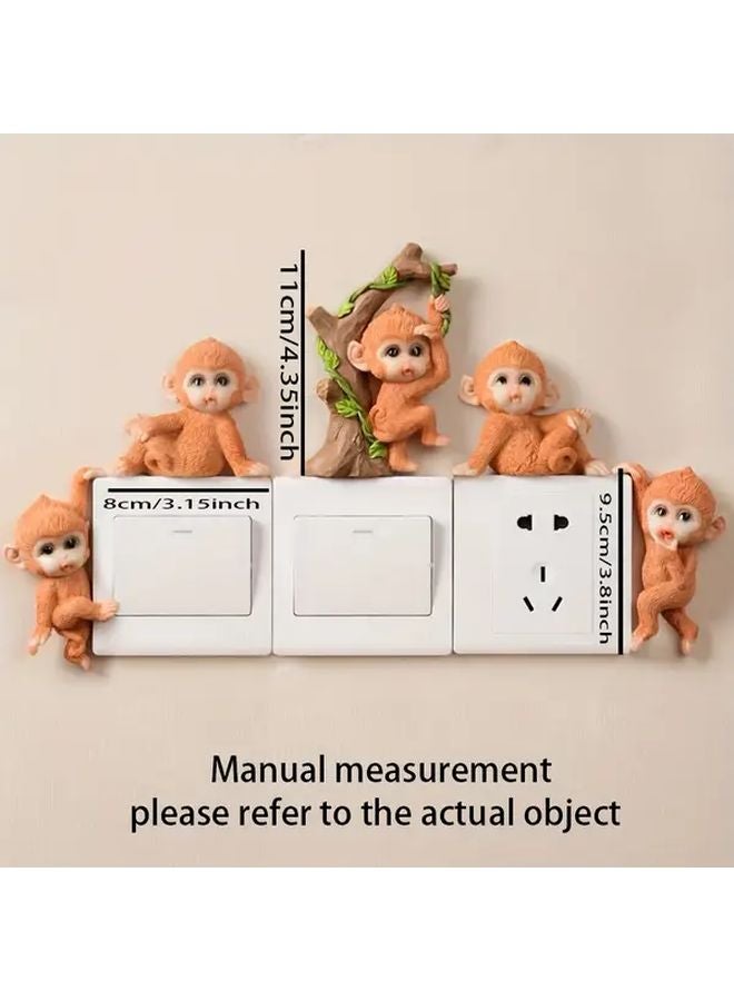 3D Monkey Wall Decor Handcrafted Resin Animal Figurines For Home Garden - Image 4
