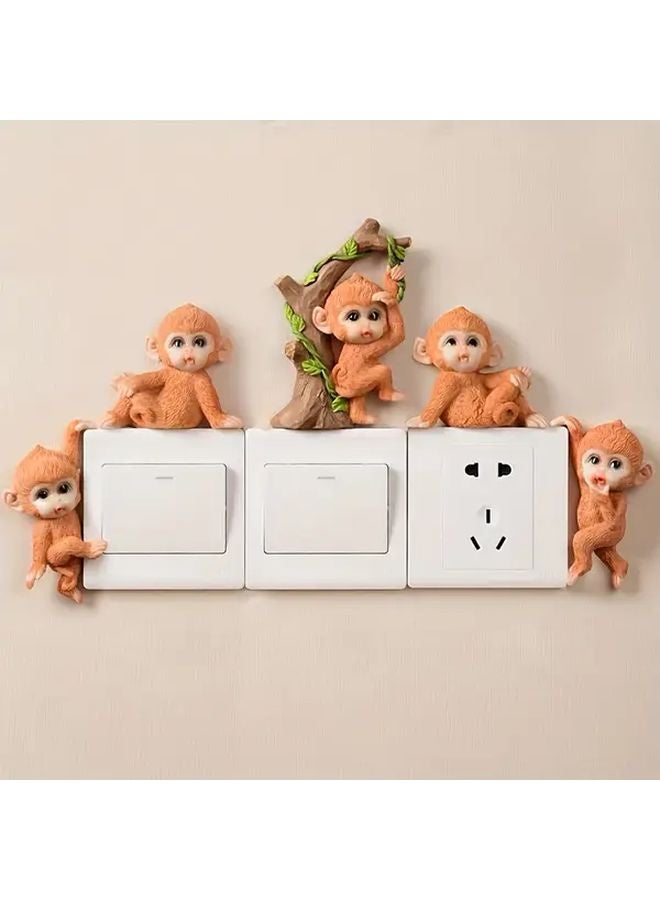 3D Monkey Wall Decor Handcrafted Resin Animal Figurines For Home Garden - Image 2