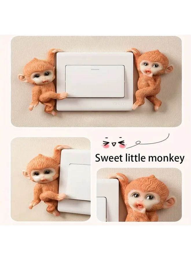 3D Monkey Wall Decor Handcrafted Resin Animal Figurines For Home Garden - Image 5