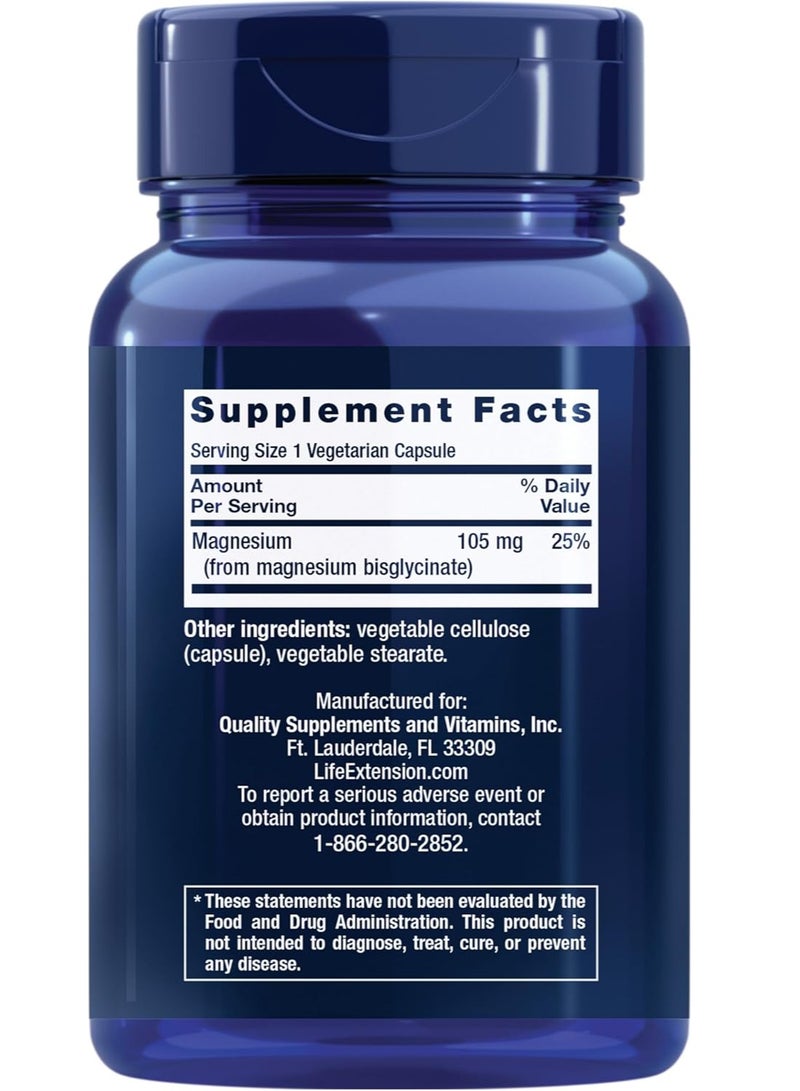 Life Extension Magnesium Glycinate, Heart Health, Bone Health, Nerve and Muscle Support 90 Capsules 3 months supply - Image 2