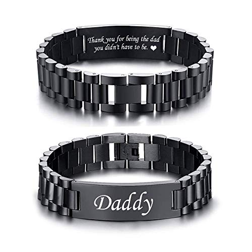 VNOX Personalized Engraved Dad Jewelry Gifts for Dad Daddy Father form Daughter Son for Father Day Birthday Day Masculine Stainless Steel Link Bracelet - Image 1