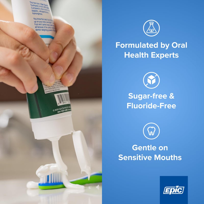 Epic Xylitol Toothpaste for Adults - Fluoride-Free Toothpaste with 25% Xylitol - SLS-Free Formula for Dry Mouth & Fresh Breath - Spearmint, 4.9oz (2-Pack) - Image 3