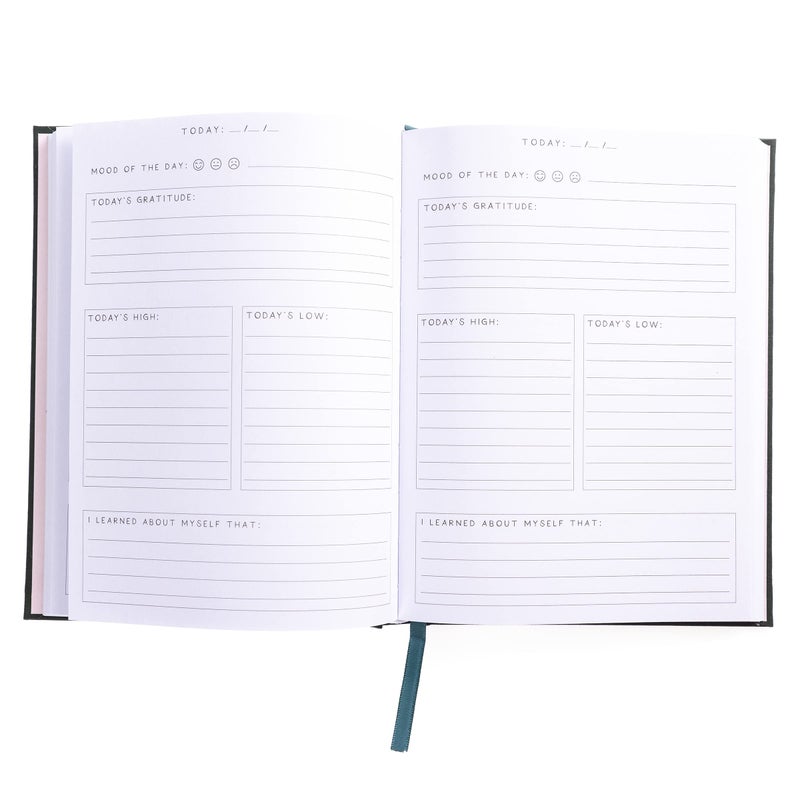 Graphique Self-Care Journal - Positive Self - 256 Pages - Weekly Quote & Daily Fill in Interiors - Hardbound Fabric Cover - Ribbon Marker (6" x 8") - Image 2