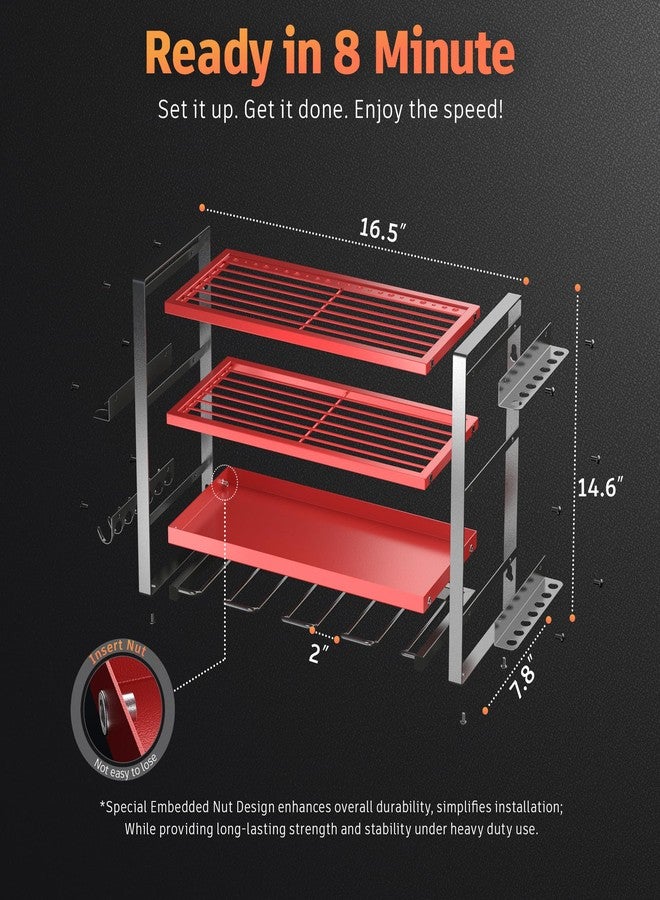 Nacial Power Tool Organizer Wall Mount, 4 Layer Drill Holder Wall Mount, Heavy Duty Tool Rack, Garage Tool Organizers and Utility Storage Rack for Drill Holder Charging Station, Perfect for Father's Day Gift - Image 4