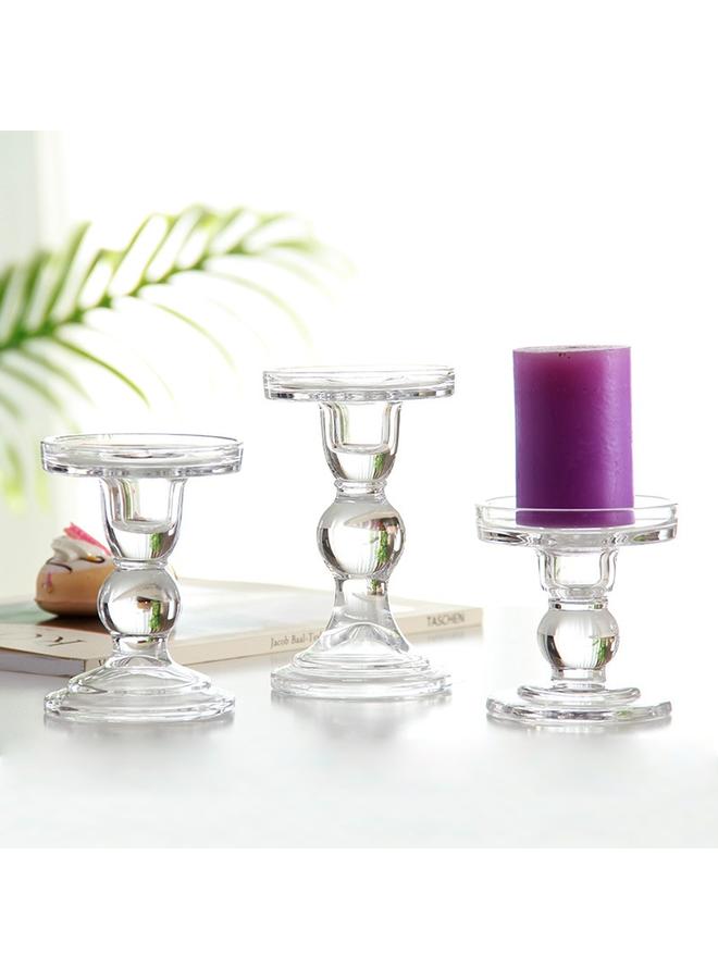 Glass High Candle Holder Transparent Suit Household Candle Crystal Glass Desktop Ornaments New Decorative Home