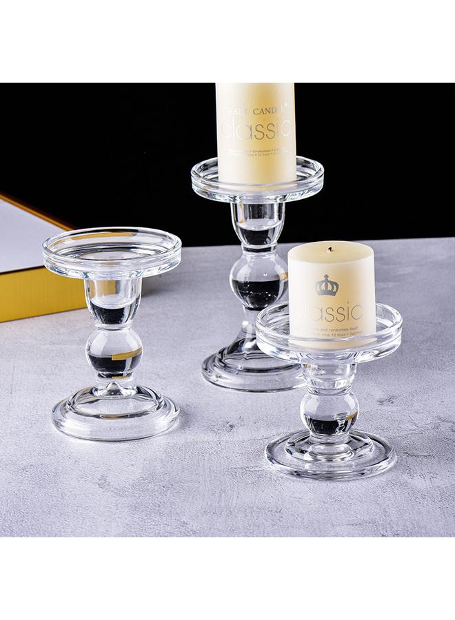 Glass High Candle Holder Transparent Suit Household Candle Crystal Glass Desktop Ornaments New Decorative Home