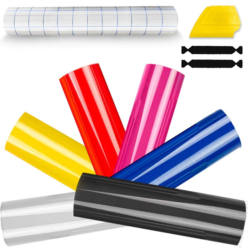 ORACAL 651 MultiColor Vinyl Starter Kit 12 Inch x 5ft Roll Bundle Including Toolkit  Transfer Paper Roll 6 Rolls