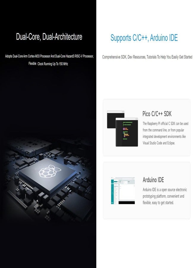 waveshare RP2350 USB Mini Development Board Based on Raspberry Pi RP2350 Dual-core & Dual-Architecture Microcontroller, 150MHz Operating Frequency, Onboard USB Ports - Image 4